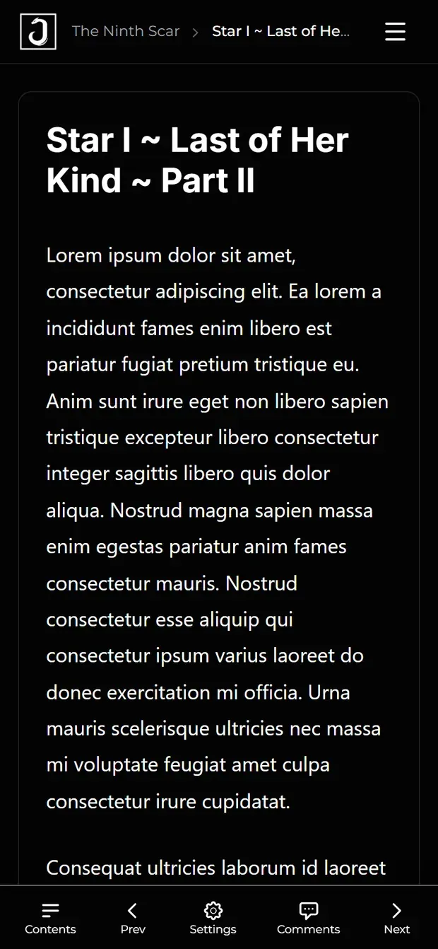 The same chapter on a phone, with the same single-column layout