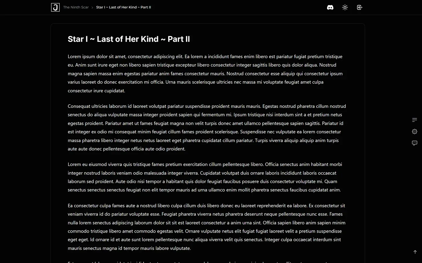 A chapter open on a desktop: a single column of text with the reading toolbar alongside