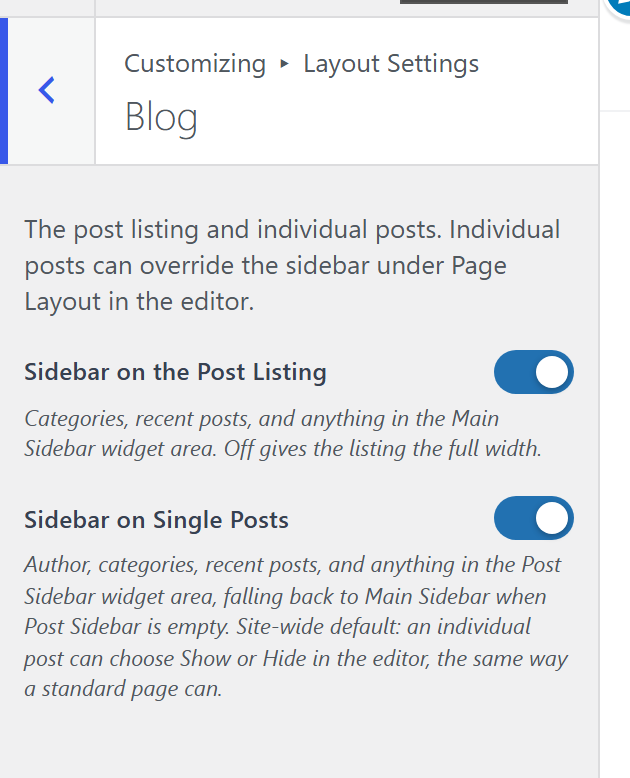 The Blog pane