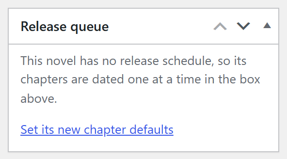 The Release queue box in the sidebar of the chapter editor